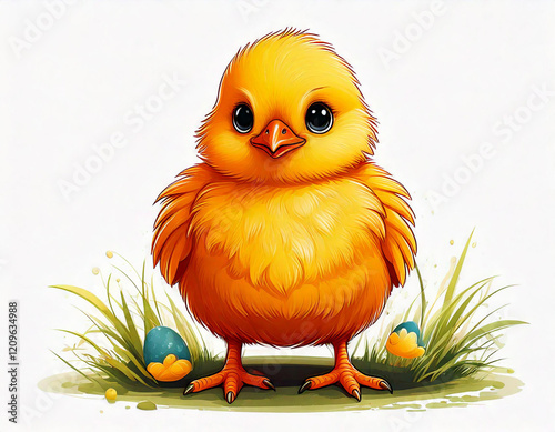 easter chick as a cartoon figure digital drawing 