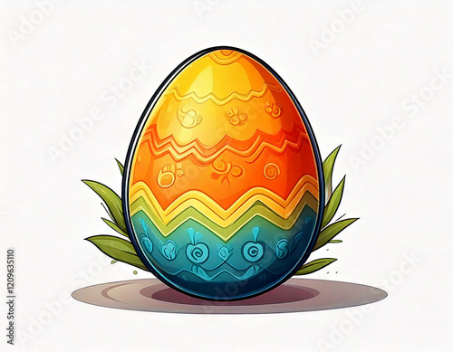 drawing of a Decorated easter egg on a plain white background 