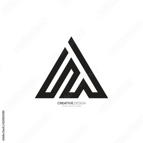 Line art letter A M or M A minimal creative monogram logo photo