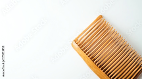 Wooden comb on a white isolated background.