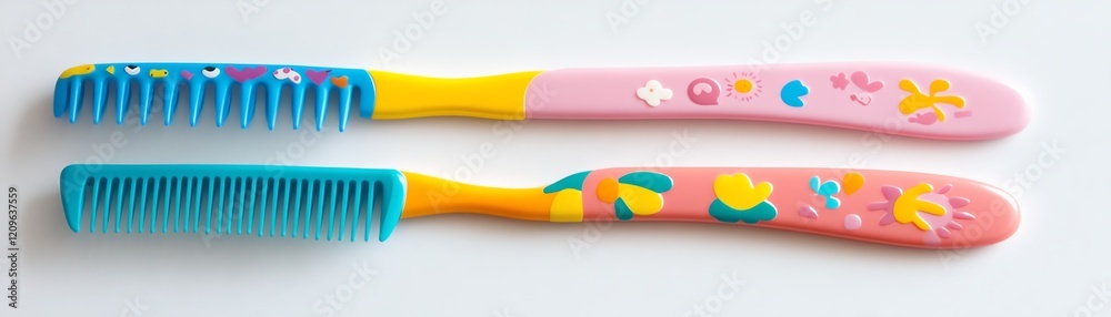 Colorful plastic hair combs on white isolated background. Colorful plastic hair combs on white isolated background.