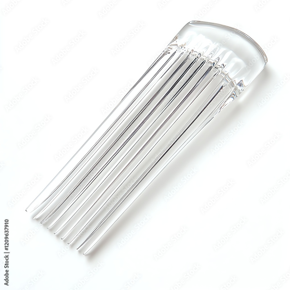 Clear plastic hair comb, white isolated background Clear plastic hair comb, white isolated background