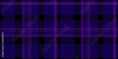 Striking purple and black plaid pattern.  Perfect for fashion, textile, or website backgrounds.  This seamless design offers a bold, modern aesthetic with versatile applications.