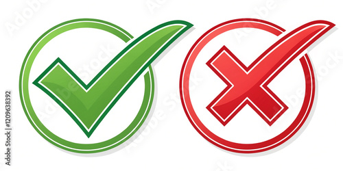 Charming Green Check and Cross Mark Symbols
