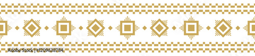Gold ethnic border ornament. Geometric ethnic oriental seamless pattern. Stripe vector illustration. Native American Mexican African Indian tribal. Design border, textile, fabric, clothing, carpet.