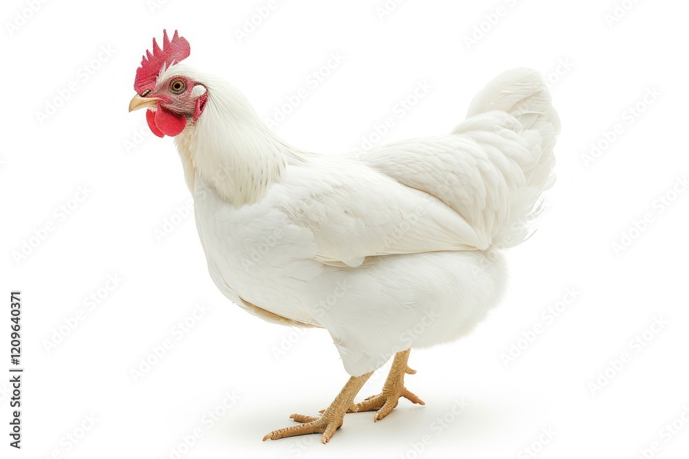 Fototapeta premium Single white chook hen chicken poultry animal