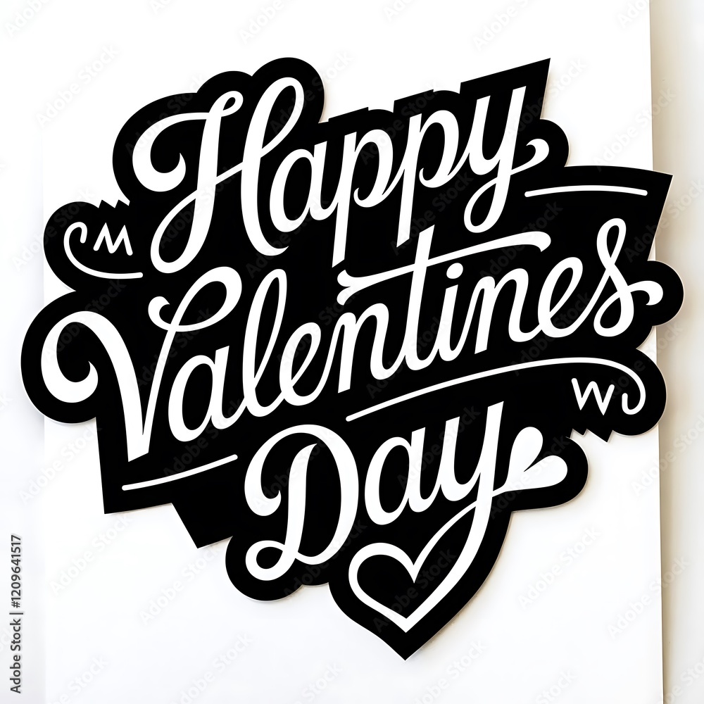 Lettering Happy Valentine's Day banner black. Valentine's Day greeting card template with typography text Happy Valentine`s day on a white background. Vector illustration Lettering Happy Valentine's Day banner black. Valentine's Day greeting card template with typography text Happy Valentine`s day on a white background. Vector illustration