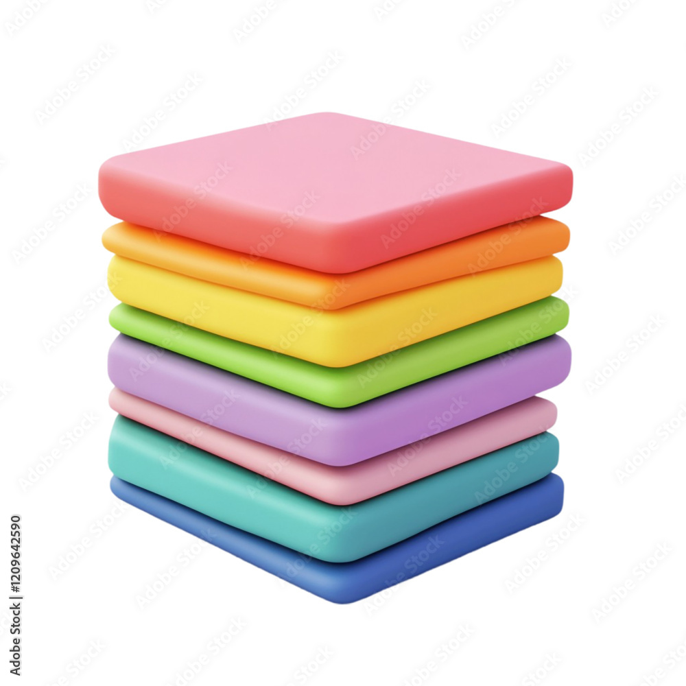 Pastel Rainbow Stacked Squares Colorful Layers Design, Pastel Rainbow Stacked Squares Colorful Layers Design,