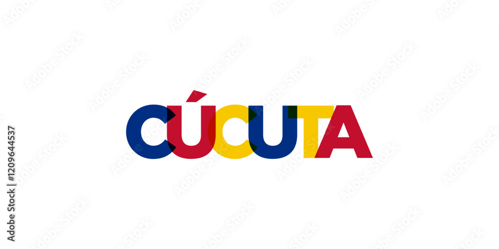 Cucuta in the Colombia emblem. The design features a geometric style, vector illustration with bold typography in a modern font. The graphic slogan lettering. Cucuta in the Colombia emblem. The design features a geometric style, vector illustration with bold typography in a modern font. The graphic slogan lettering.
