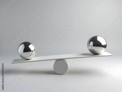 Balanced Scale with Metal Balls Abstract Image