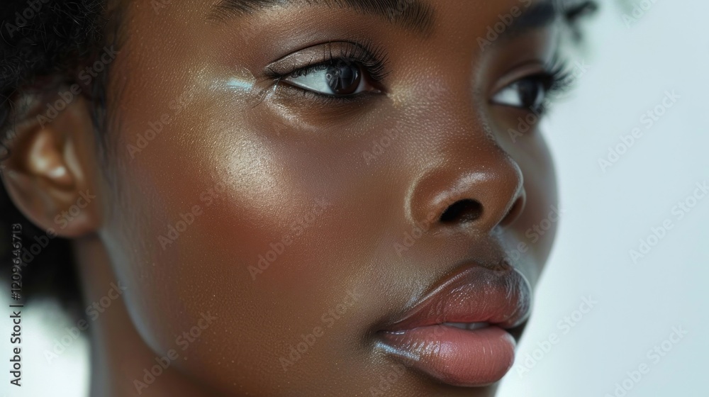 Fototapeta premium Close-Up Portrait of Beautiful African American Woman with Perfect Skin
