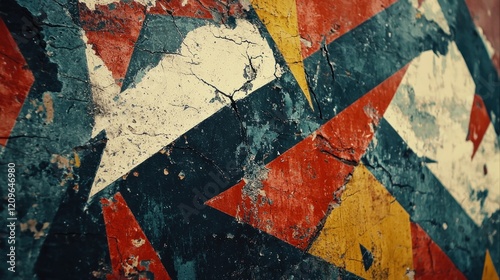 Abstract Geometric Wall Art: A Study in Texture and Decay