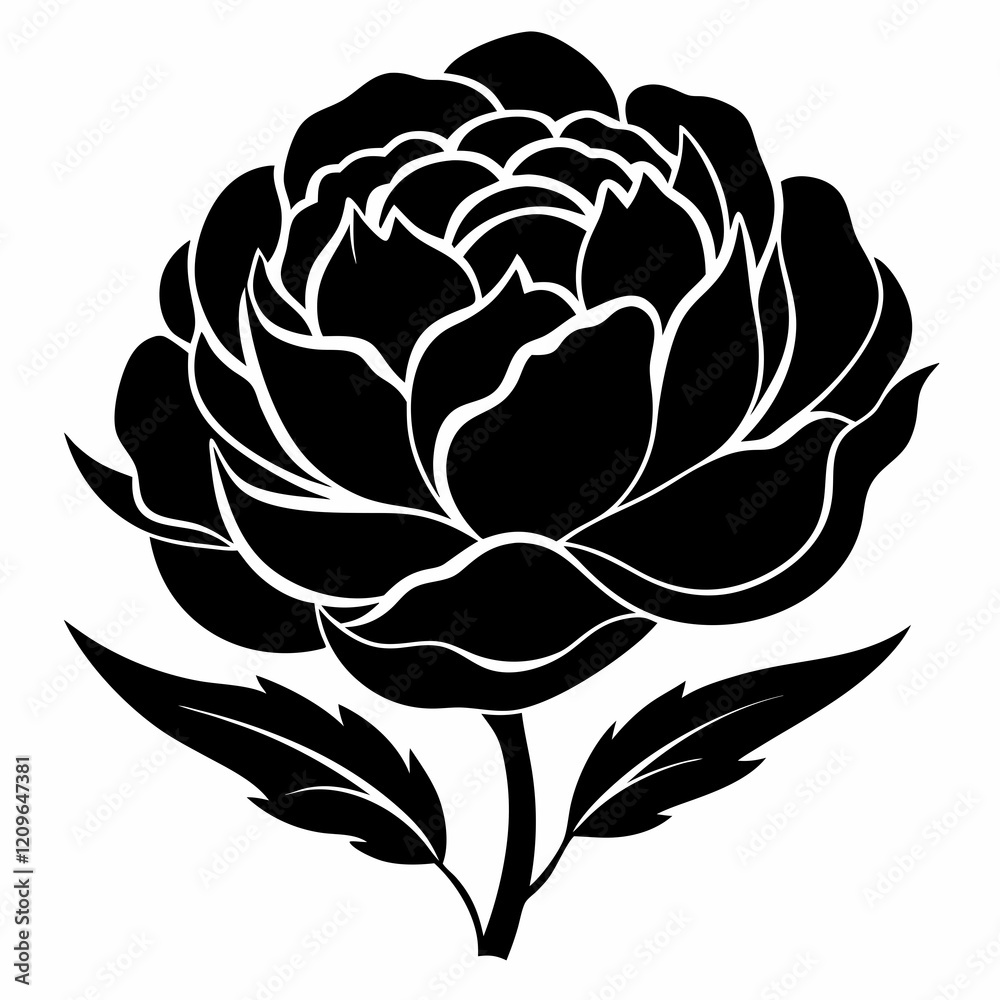 Peony Perfection black silhouette vector Peony Perfection black silhouette vector
