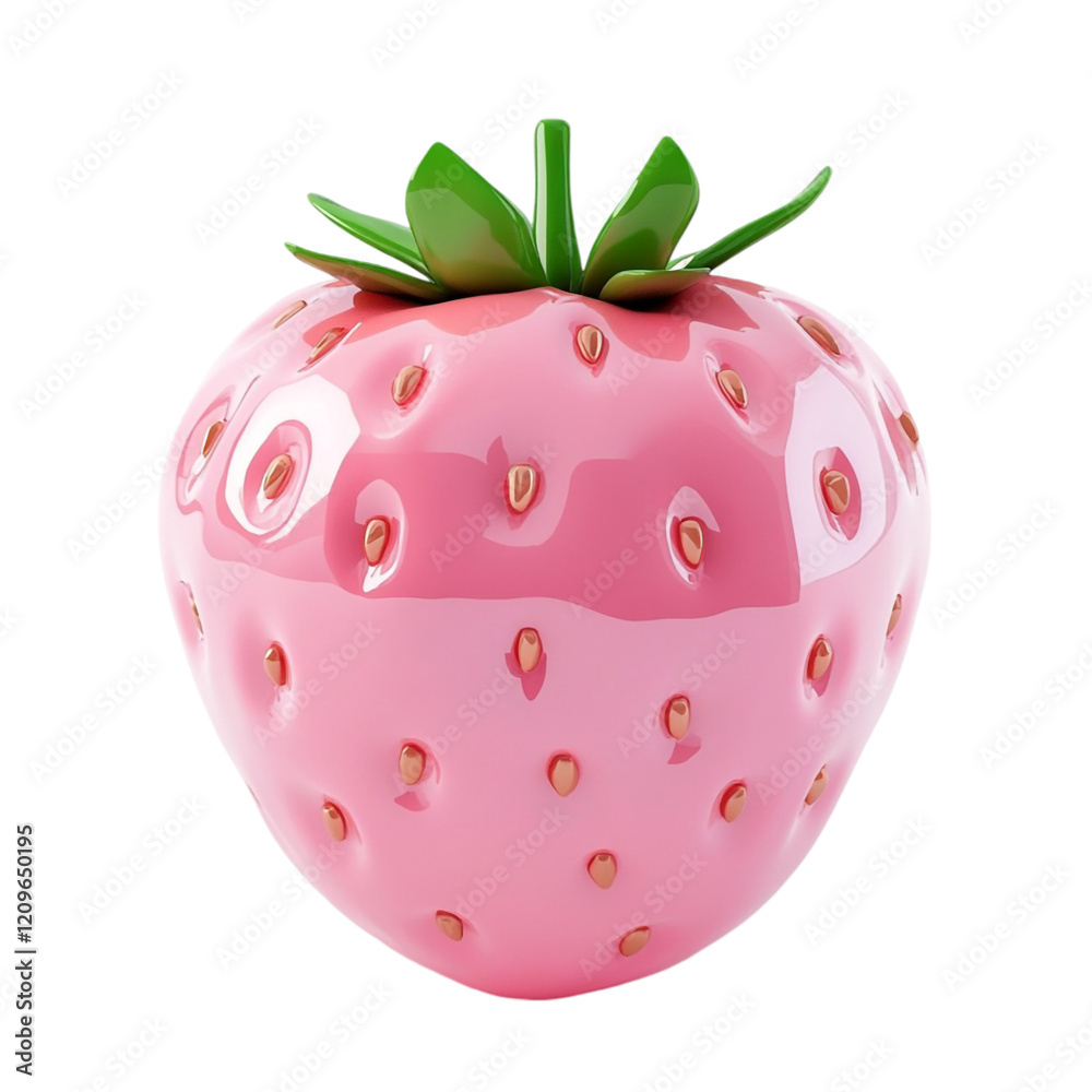 Glossy Pink Strawberry 3D Render Sweet Fruit Delight Glossy Pink Strawberry 3D Render Sweet Fruit Delight