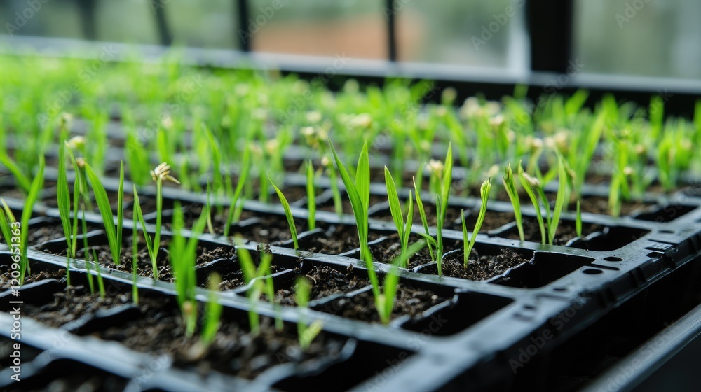 Rice Seedlings Growing in Plank Trays with Chemical and Organic Fertilizers for Sustainable Agriculture Practices