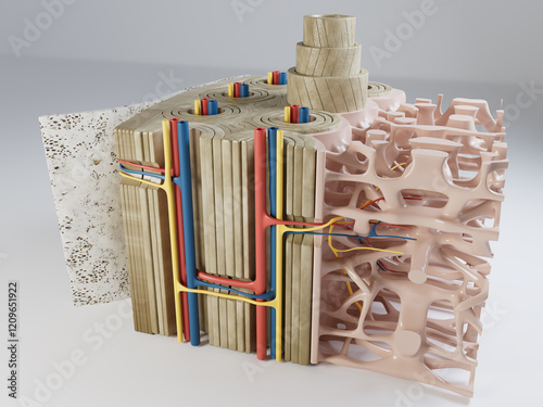 3d Illustration of Section of the Human Bone Structure photo