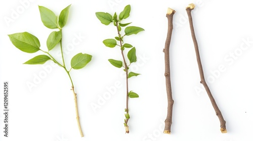 Medicinal Plants Display Featuring Rhizoma Polygonati Smilax with Leaves and Tubers on White Background for Natural Remedies photo