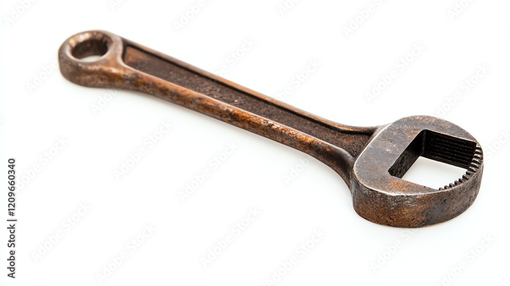 Rusty adjustable wrench on a white isolated background. Rusty adjustable wrench on a white isolated background.