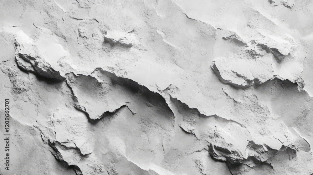 Obraz premium Textured concrete wall in silver paint showcasing a rugged surface with intricate details and shadows for modern architectural backgrounds.