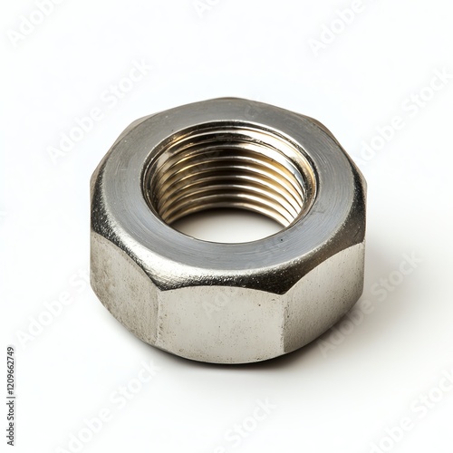 Metal nut on a white isolated background.