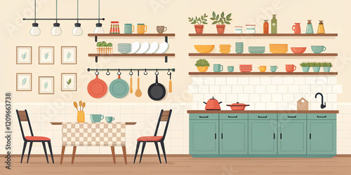 Kitchen Shelves Filled with Tableware for Home Decor Inspiration