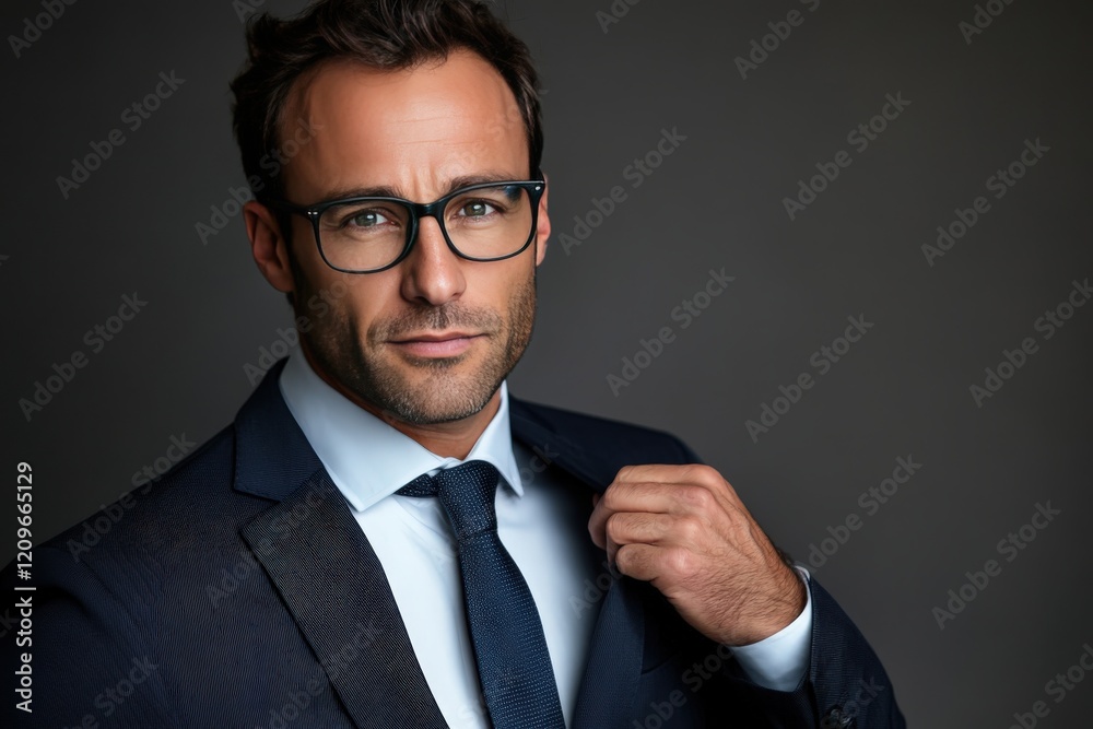A man wearing a suit and tie is in the process of adjusting his jacket A man wearing a suit and tie is in the process of adjusting his jacket