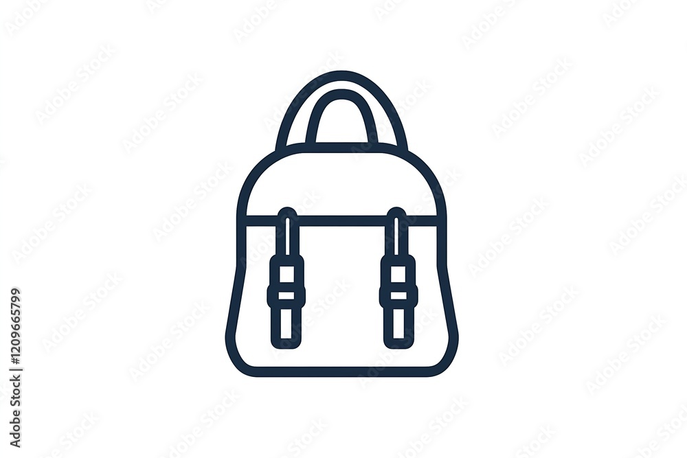 Minimalist Backpack Icon on White Background Minimalist Backpack Icon on White Background