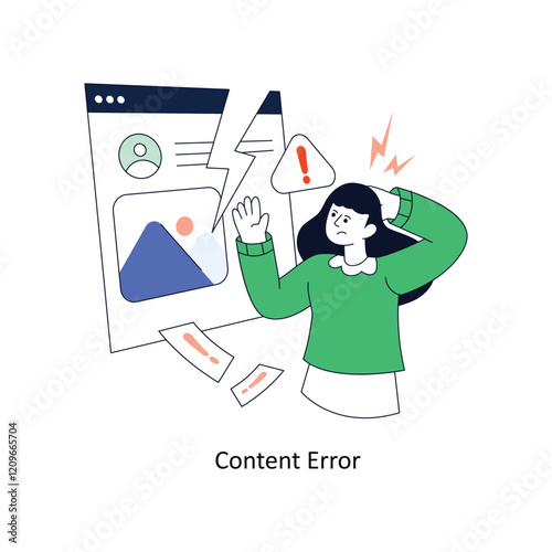 Content Error Flat Style Design Vector illustration. Stock illustration