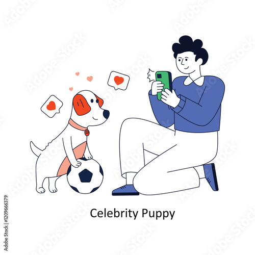Celebrity Puppy Flat Style Design Vector illustration. Stock illustration