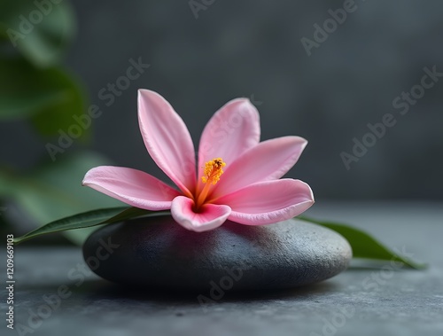 Pink Flower on Grey Stone Spa Serenity Image