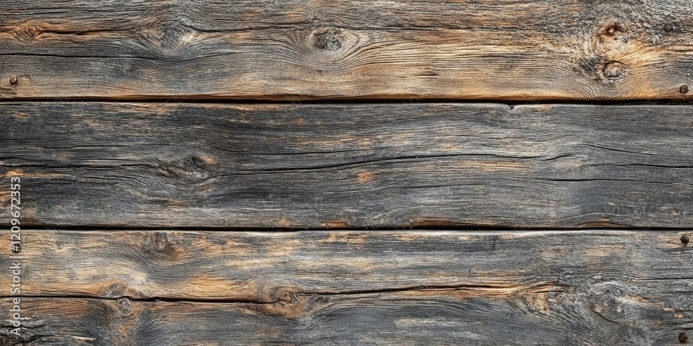 Rustic aged wood texture background featuring rich browns and grays with visible knots and grooves, arranged horizontally for depth and character Rustic aged wood texture background featuring rich browns and grays with visible knots and grooves, arranged horizontally for depth and character