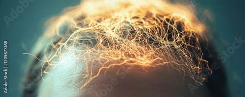 A close-up of a person's forehead, revealing the lines of thought and the stories they have experienced. photo