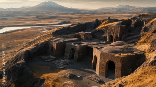Sillustani funerary complex showcasing ancient tombs against a stunning mountainous landscape in Peru during golden hour.