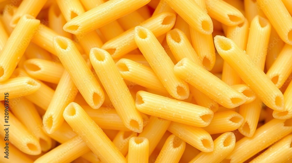 Golden Penne Pasta: A Close-Up Culinary Still Life Golden Penne Pasta: A Close-Up Culinary Still Life