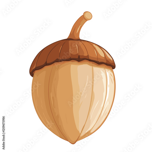 Vector acorn, oak fruit isolated on a white background. Illustration for autumn design, textile, children's playroom decoration or greeting card, Halloween. Colorful acorns