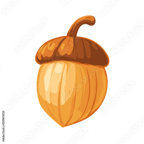 Vector acorn, oak fruit isolated on a white background. Illustration for autumn design, textile, children's playroom decoration or greeting card, Halloween. Colorful acorns