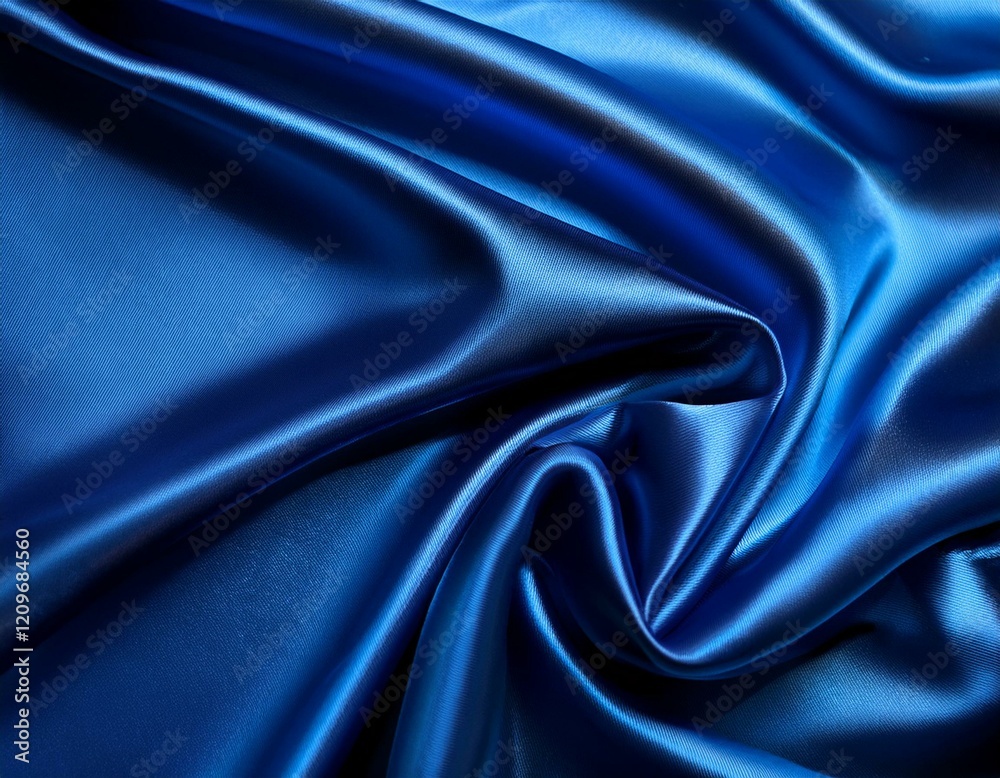 Obraz premium Dark blue silk satin background. Bright folds on a shiny fabric