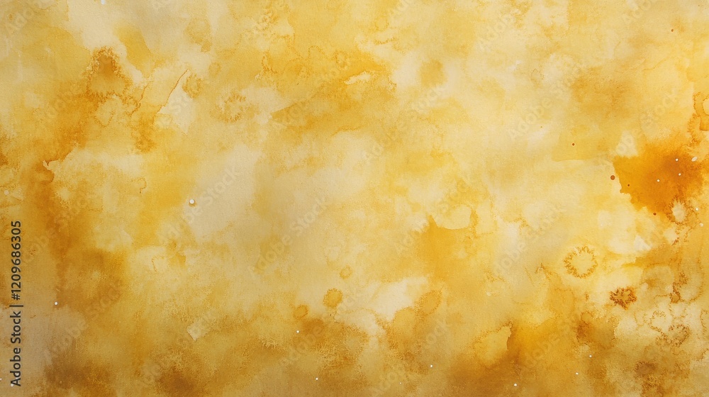 Soft golden yellow watercolor background with textured spots ideal for design projects and creative applications Soft golden yellow watercolor background with textured spots ideal for design projects and creative applications