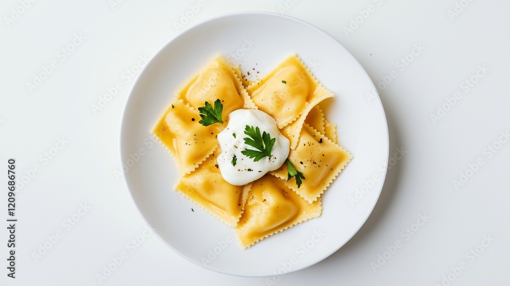 ravioli pasta on a plate with fresh cream ravioli pasta on a plate with fresh cream
