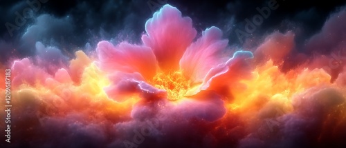 Fiery cosmic flower in nebula.