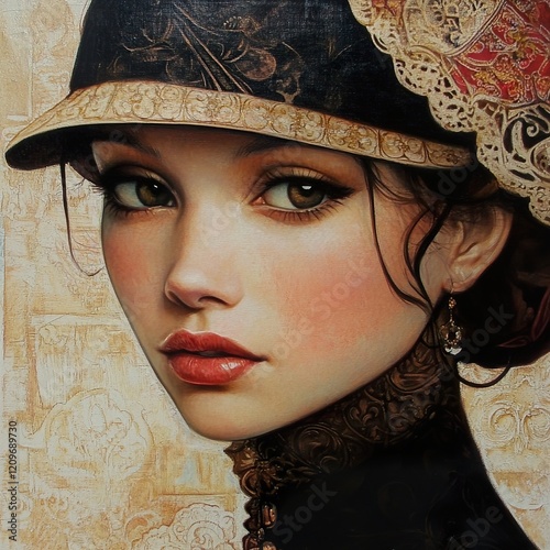 Portrait of an Elegant Woman in Vintage Fashion photo