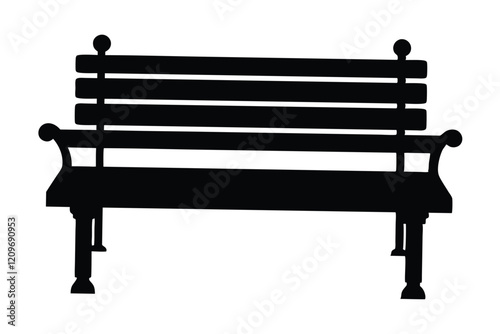 Garden bench silhouette black vector on a white background