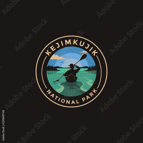 Kejimkujik National Park vector logo theme on dark background photo