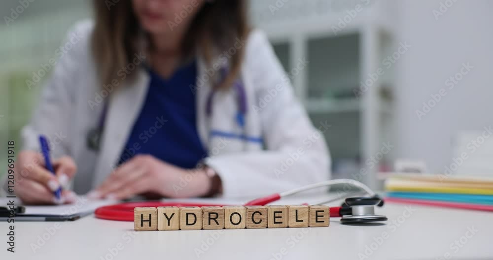 A dedicated doctor annotates key insights on hydrocele treatment and awareness in a clinical setting