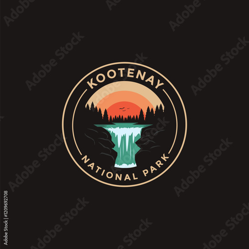 Kootenay National Park vector logo theme on dark background photo