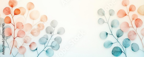 Vintage watercolor idea. A delicate watercolor illustration featuring soft leaves in vibrant hues.