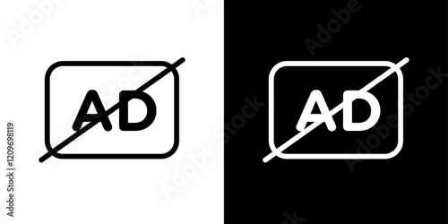 No audio description icon set in black and white stroke