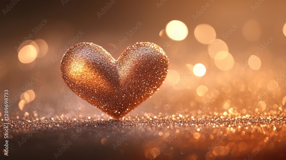 Fototapeta premium Glittering Golden Heart on Sparkling Background
