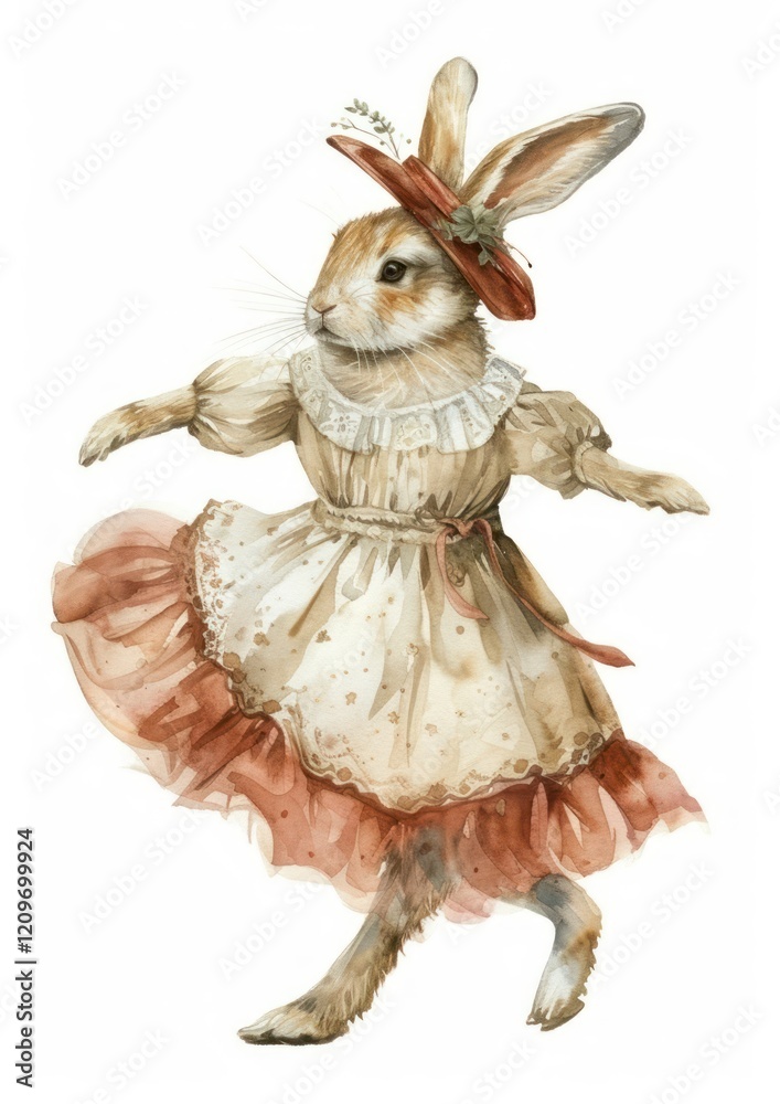 Obraz premium Rabbit dancing watercolor animal mammal representation