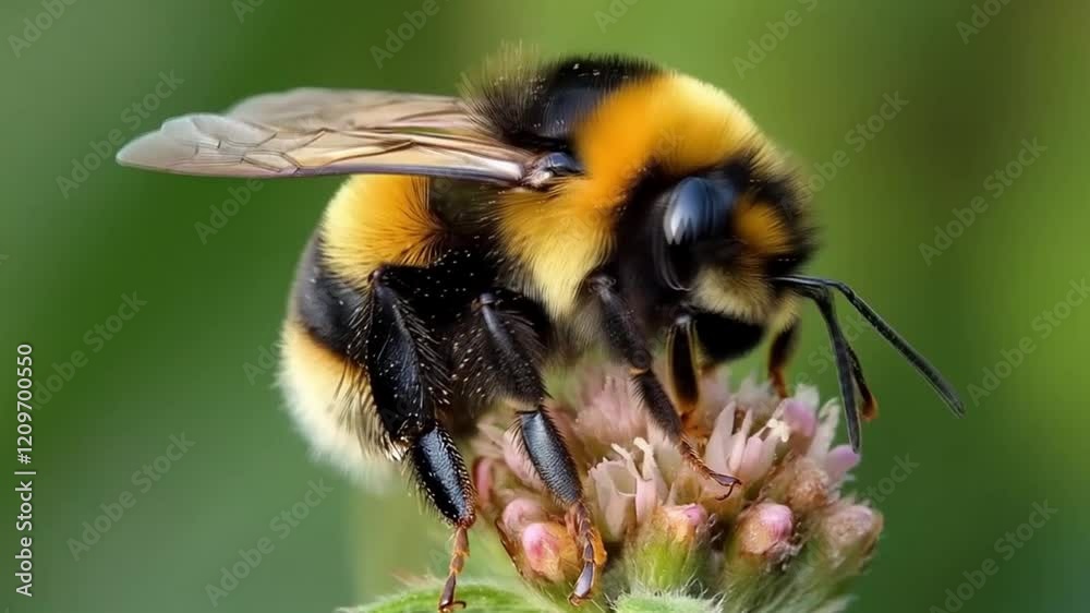 Scene of video bee on a flower, smooth repeating motion for background video animation. Scene of video bee on a flower, smooth repeating motion for background video animation.